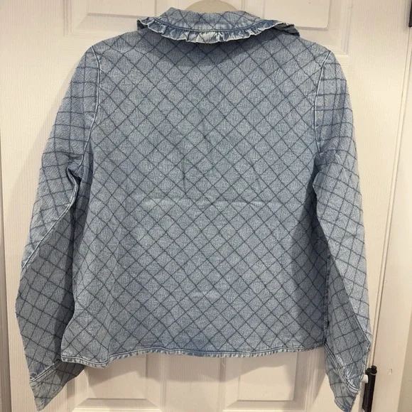 Doe & Rae Denim Look Quilted Shacket with Floral Lining | Women's M | NWOT - Picture 12 of 12